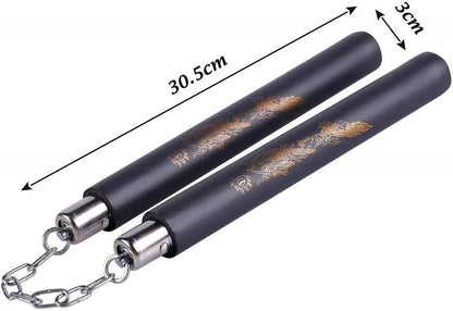 Nunchaku professionali in gomma con catena | Allenamento Arti Marziali KungFu Karate Kobudo nunciaco