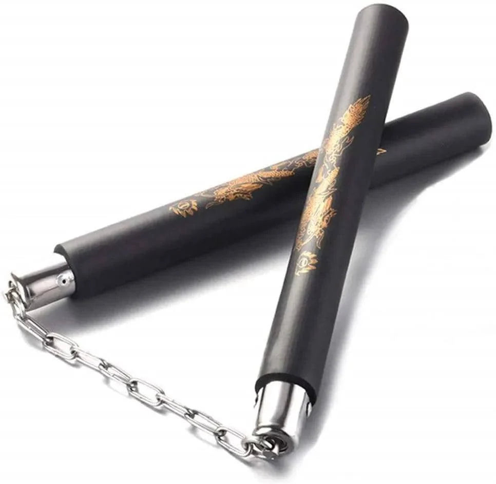 Nunchaku professionali in gomma con catena | Allenamento Arti Marziali KungFu Karate Kobudo nunciaco