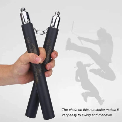 Nunchaku professionali in gomma con catena | Allenamento Arti Marziali KungFu Karate Kobudo nunciaco