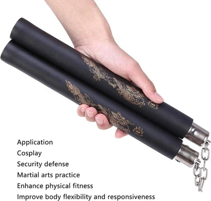 Nunchaku professionali in gomma con catena | Allenamento Arti Marziali KungFu Karate Kobudo nunciaco