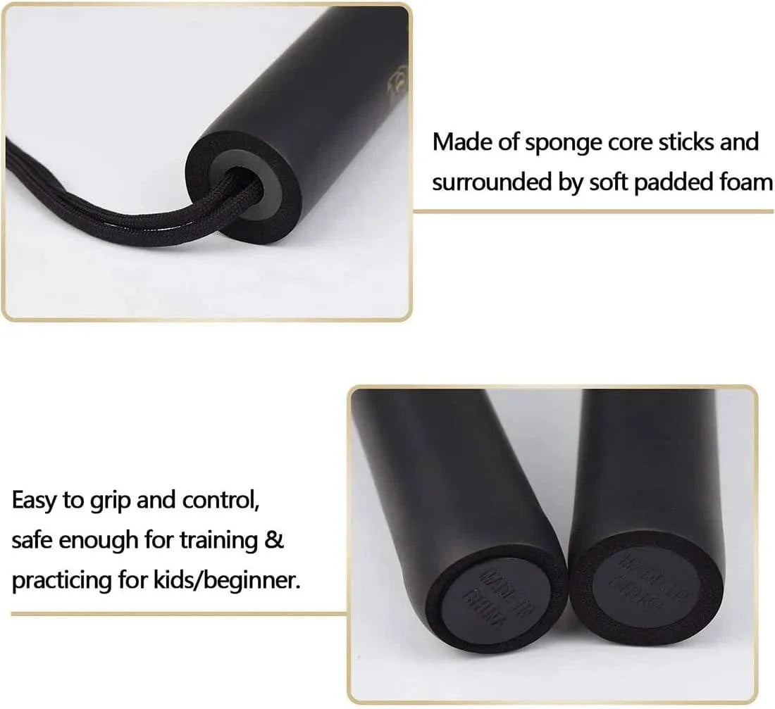 Nunchaku gomma con lacci allenamento Arti Marziali Kung-Fu Wushu Karate Nunchuk