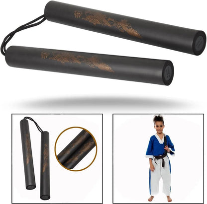 Nunchaku gomma con lacci allenamento Arti Marziali Kung-Fu Wushu Karate Nunchuk