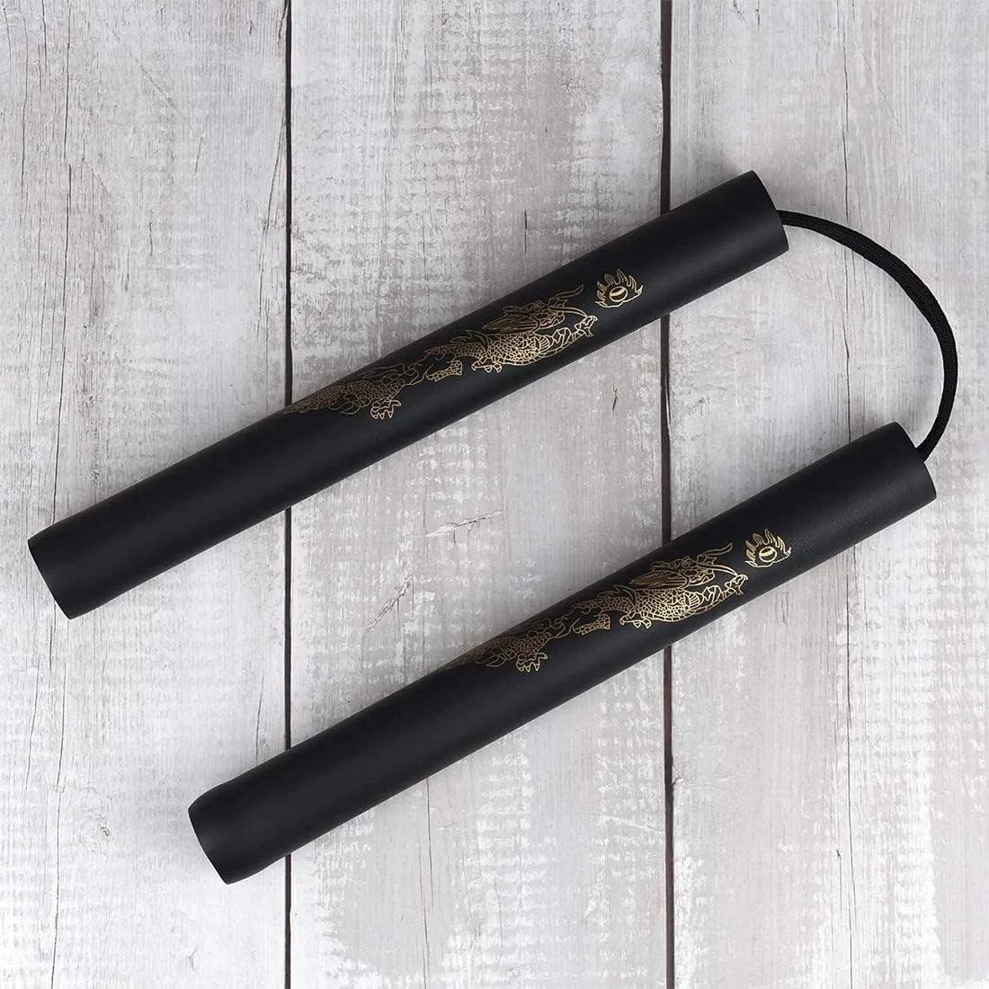 Nunchaku gomma con lacci allenamento Arti Marziali Kung-Fu Wushu Karate Nunchuk