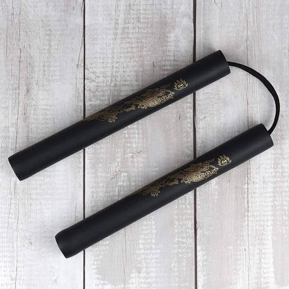 Nunchaku gomma con lacci allenamento Arti Marziali Kung-Fu Wushu Karate Nunchuk