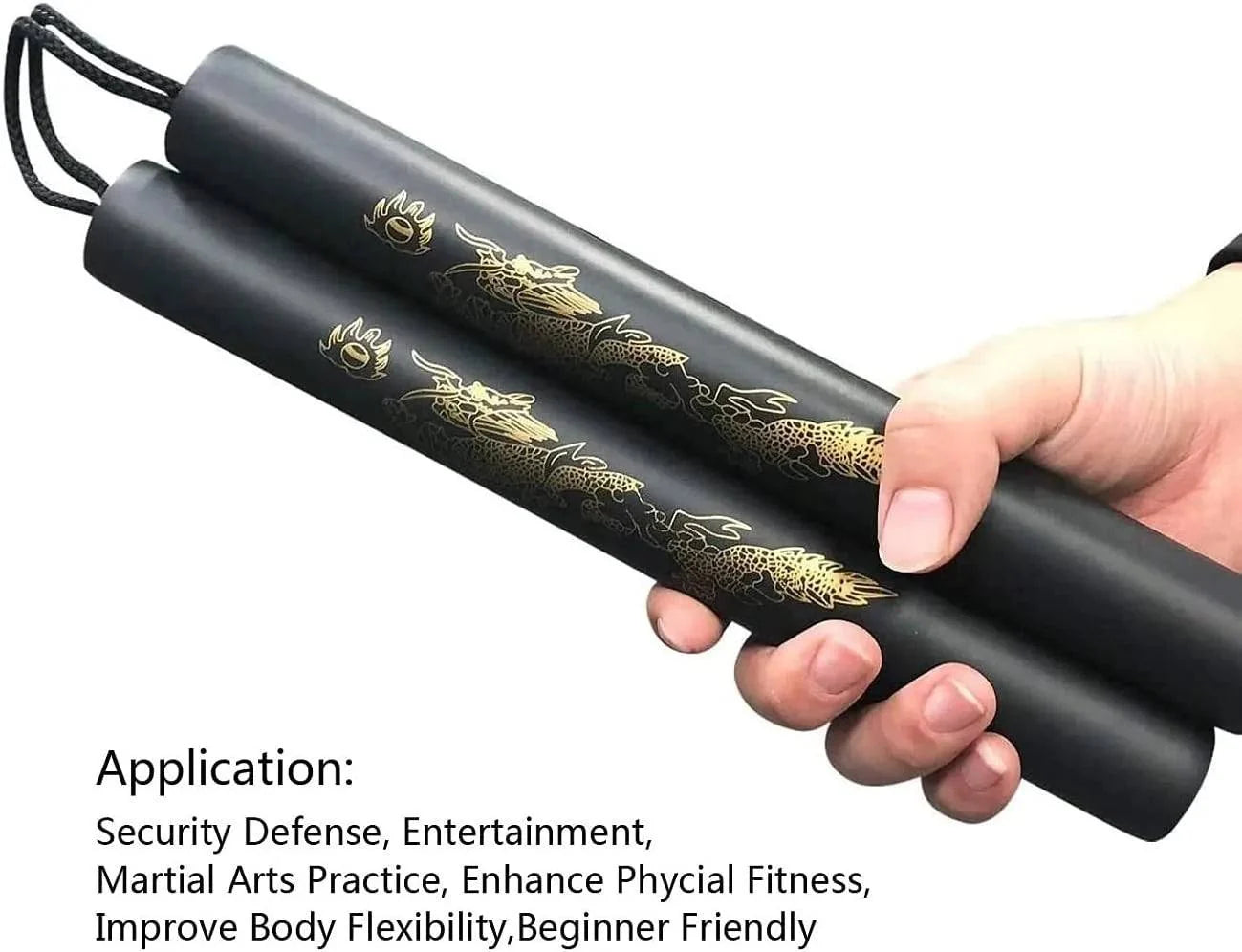 Nunchaku gomma con lacci allenamento Arti Marziali Kung-Fu Wushu Karate Nunchuk