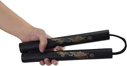 Nunchaku gomma con lacci allenamento Arti Marziali Kung-Fu Wushu Karate Nunchuk