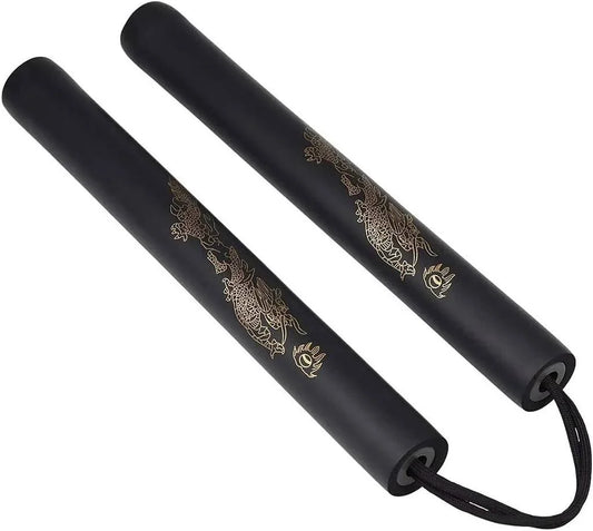 Nunchaku gomma con lacci allenamento Arti Marziali Kung-Fu Wushu Karate Nunchuk