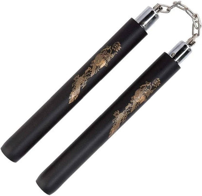 Nunchaku professionali in gomma con catena | Allenamento Arti Marziali KungFu Karate Kobudo nunciaco
