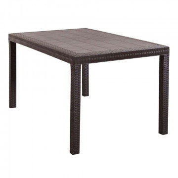 Tavolo Rettangolare Houston con Struttura in Plastica Stile Wicker, 150x90