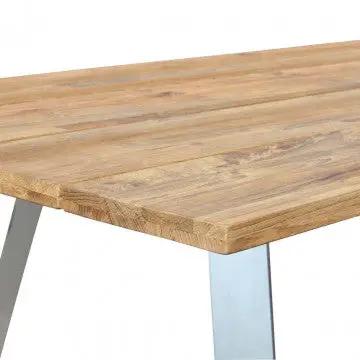 Tavolo Nevis 200 x 100 con Struttura in Alluminio Spazzolato e Piano in Teak Riciclato