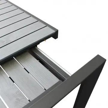 Tavolo allungabile Detroit 190/250 X 100 in alluminio verniciato antracite con doghe effetto legno
