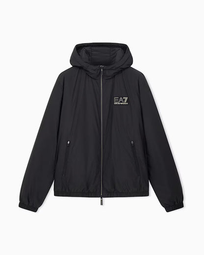 EA7 Armani Giubbino Premium Label over con cappuccio e logo 7M002102 AF25750 UC001 nero