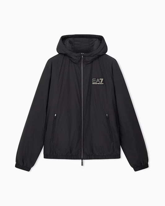 EA7 Armani Giubbino Premium Label over con cappuccio e logo 7M002102 AF25750 UC001 nero