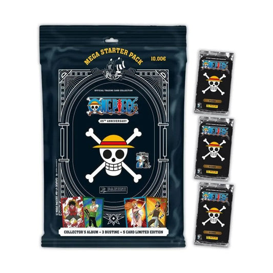 Panini One Piece 25Th Mega Starter Set Album Raccoglitore + 3 Bustine + 5 Card