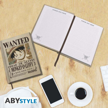 One Piece Notizbuch A5 Wanted Monkey D.Luffy Abystyle Kollektion Notizbuch Op