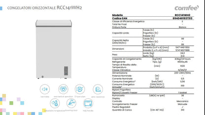 Comfee RCC141WH2 Gefriertruhe Freistehend 99L Weiß