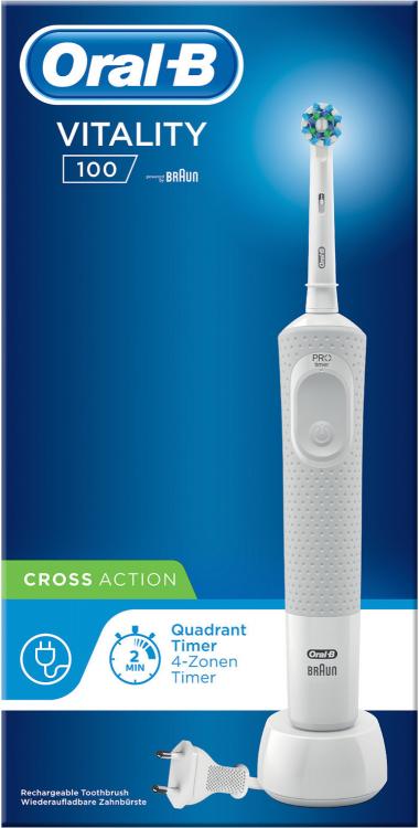 Oral-B Vitality 100 Crossaction elektrische Zahnbürste wiederaufladbar, weiße Zähne