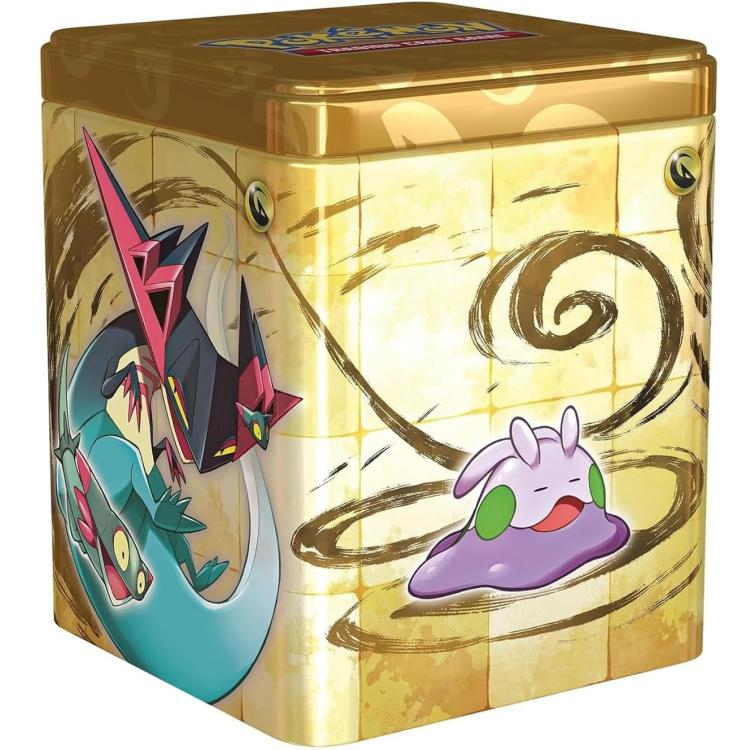 Pokemon Stacking Tin 2024 TCG GCC Stapelbare Metallbox Kartenspiel Gold Eng
