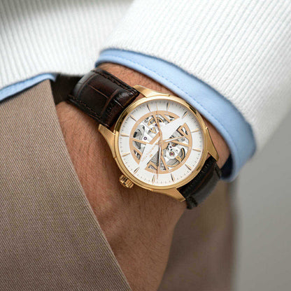 Hamilton Jazzmaster Open Heart Auto Bianco – cinturino in pelle