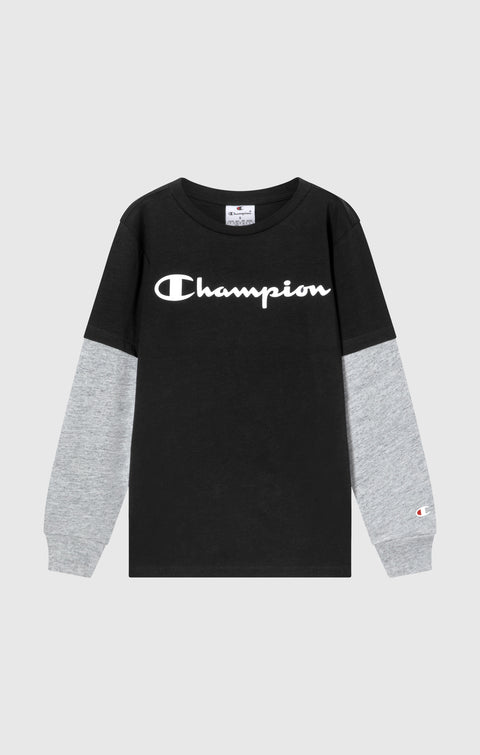 Champion T-shirt Manica Lunga Ragazzo 307324-KK002 Nero - T-shirt Junior