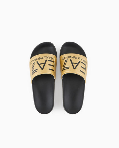 EA7 Emporio Armani Slides Maxi Logo Unisex Dorate - 7X000108 AF15118 MZ097
