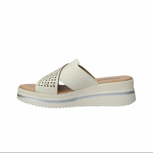 Valleverde Ciabatta Donna Strass Geometrica Bianca Tacco 5.5cm - V55100