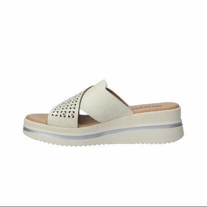 Valleverde Ciabatta Donna Strass Geometrica Bianca Tacco 5.5cm - V55100