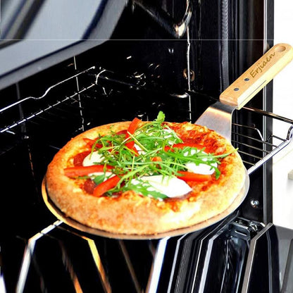 Pizzaschieber Holzgriff Schaufel Rund Schaufel Edelstahl Ofen 44x25.5cm