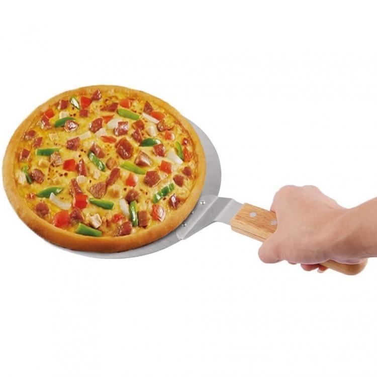 Pizzaschaufel Holzgriff Rundschaufel Edelstahl Ofen 49x30,5 cm
