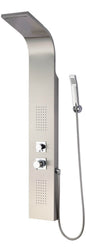 Atene stainless steel shower panel with mixer, diverter and 4 functions