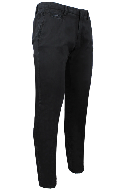 Pantalone slim in cotone tinto in capo nero