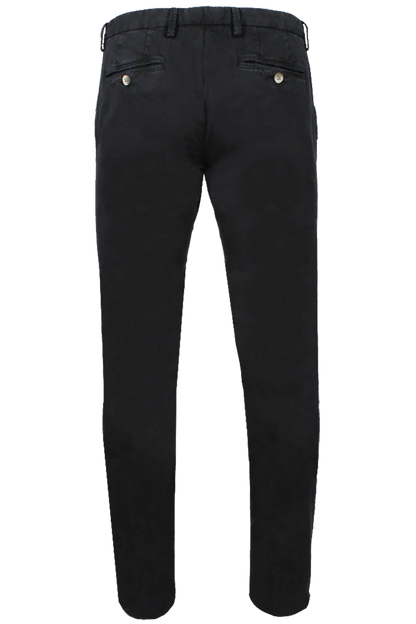 Pantalone slim in cotone tinto in capo nero