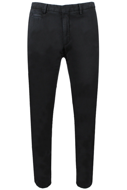 Pantalone slim in cotone tinto in capo nero