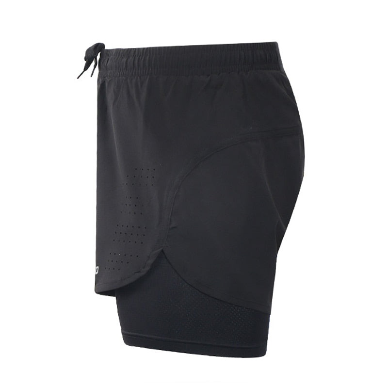 Pantaloncini Corsa Uomo 2 in 1 con Compressione e Fodera Lunga