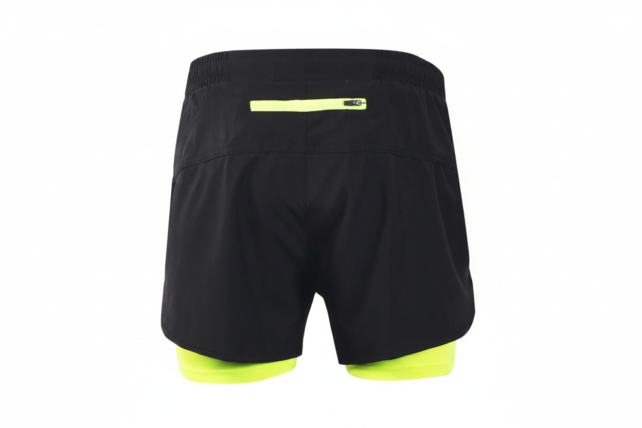 Pantaloncini Corsa Uomo 2 in 1 con Compressione e Fodera Lunga