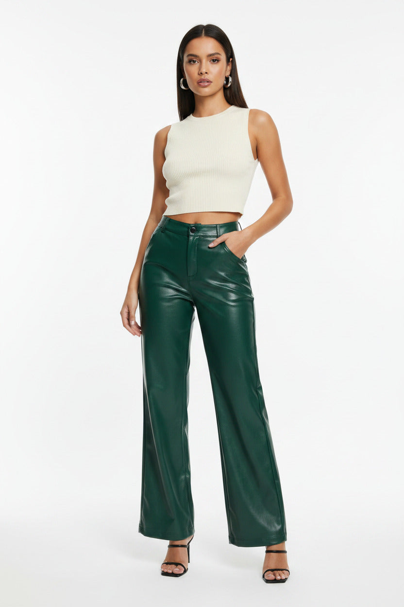 Pantaloni Pelle Donna Vita Alta Modellanti Leggings Ecopelle Invernali