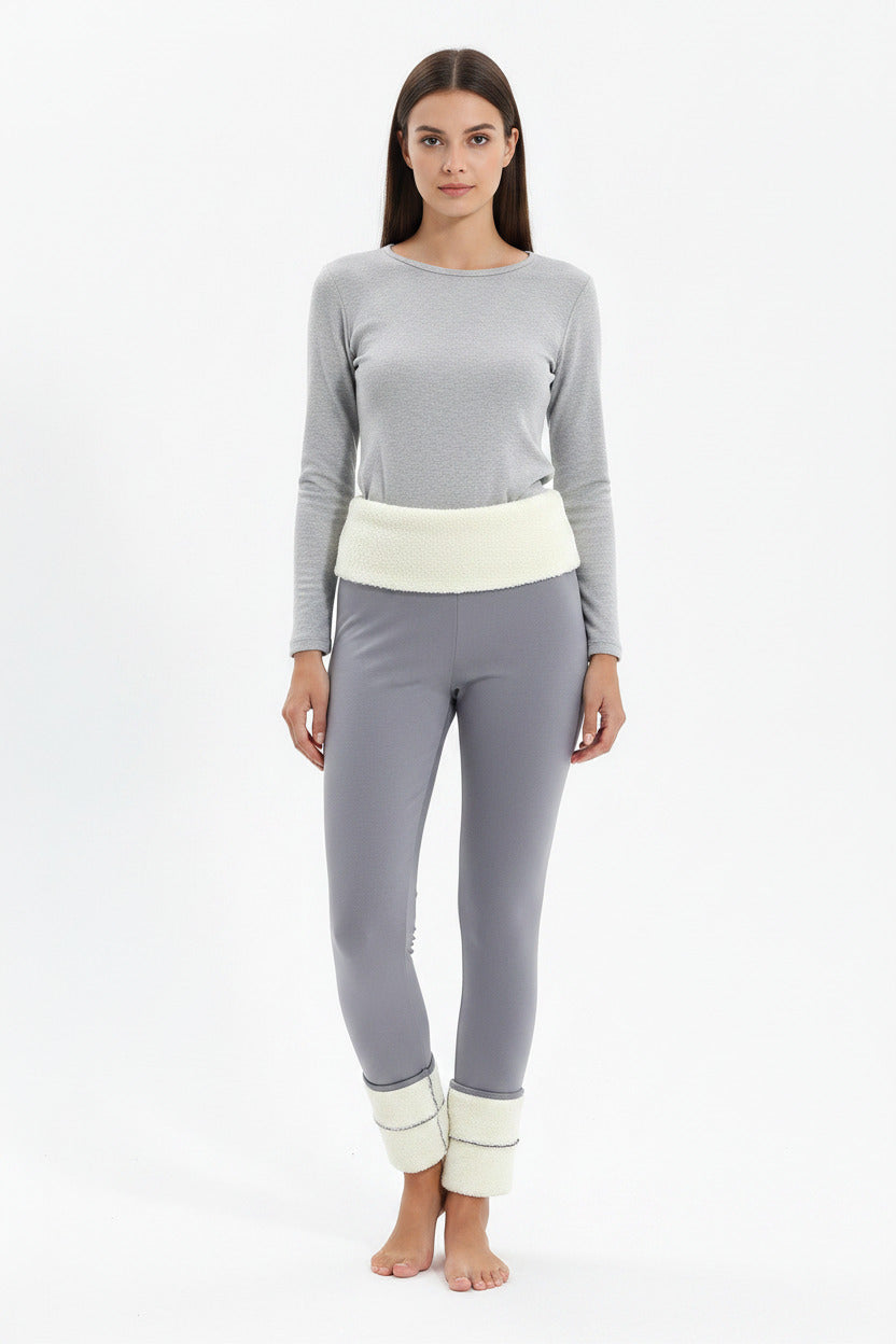 Pantaloni Termici donna in Lana di Agnello Elasticizzati – Leggings Invernali Caldi e Aderenti