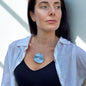 Perla | Handcrafted pearl light blue ceramic necklace