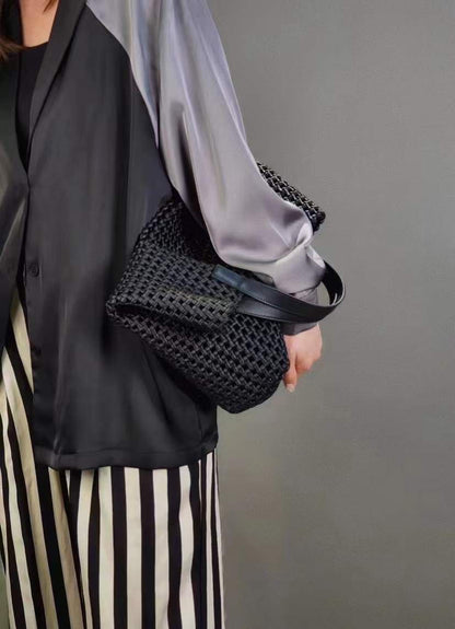 Handwoven Italian Leather & Nylon Shopper Bag by Modex™