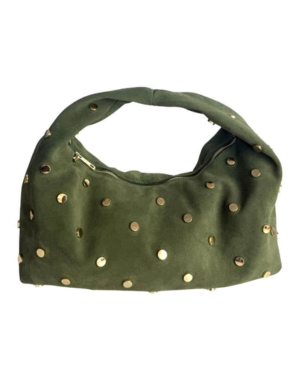 Studded Italian Suede Hobo Bag — Bold Luxury