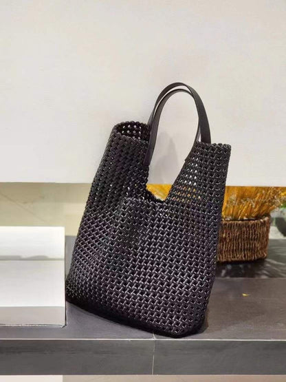 Handwoven Italian Leather & Nylon Shopper Bag by Modex™