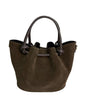 Modex™ Italian Leather Bucket Bag with Knotted Handles and Center Zip