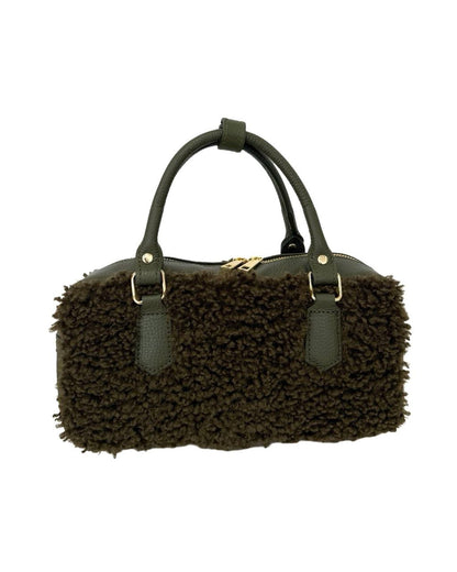 Italian Leather Teddy Top-Handle Bag — Cozy Luxury, Made in Italy