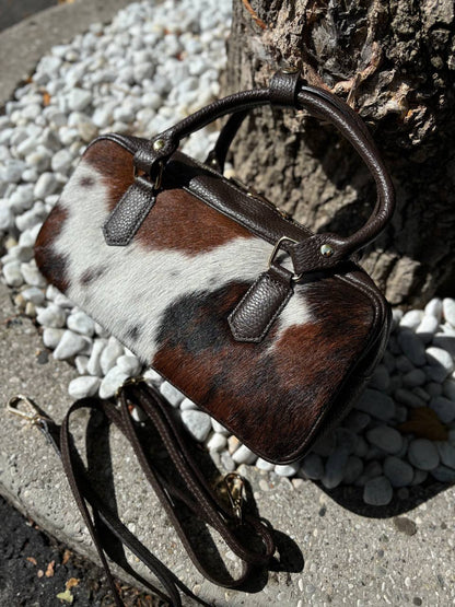 Hair-On Italian Leather Top-Handle Bag — Compact Statement