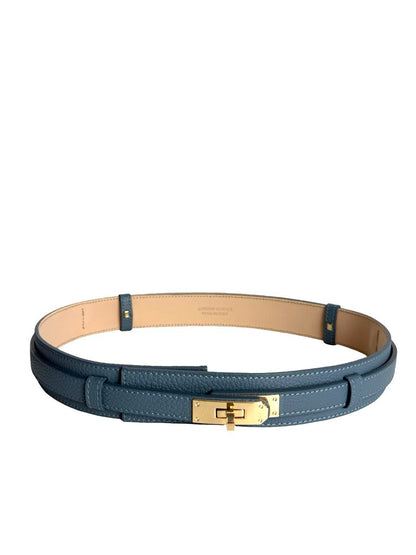 Adjustable Italian Leather Belt with Gold Buckle by Modex™