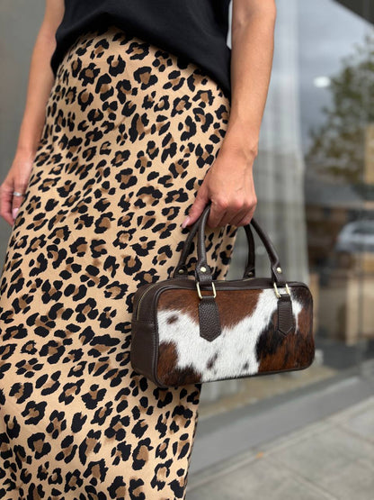 Hair-On Italian Leather Top-Handle Bag — Compact Statement