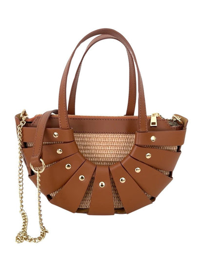 Premium Leather and Raffia Handbag – Made in Italy