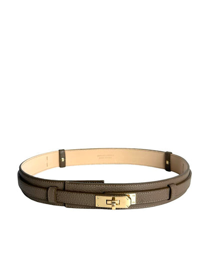 Adjustable Italian Leather Belt with Gold Buckle by Modex™
