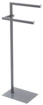 Freestanding towel rail with 2 arms in steel with grey tempered glass base