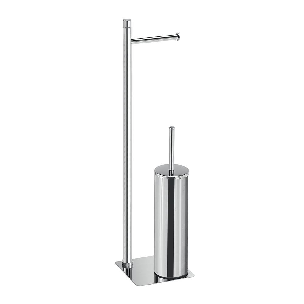 Piantana portarotolo e portascopino GEDY linea Trilly Cromato